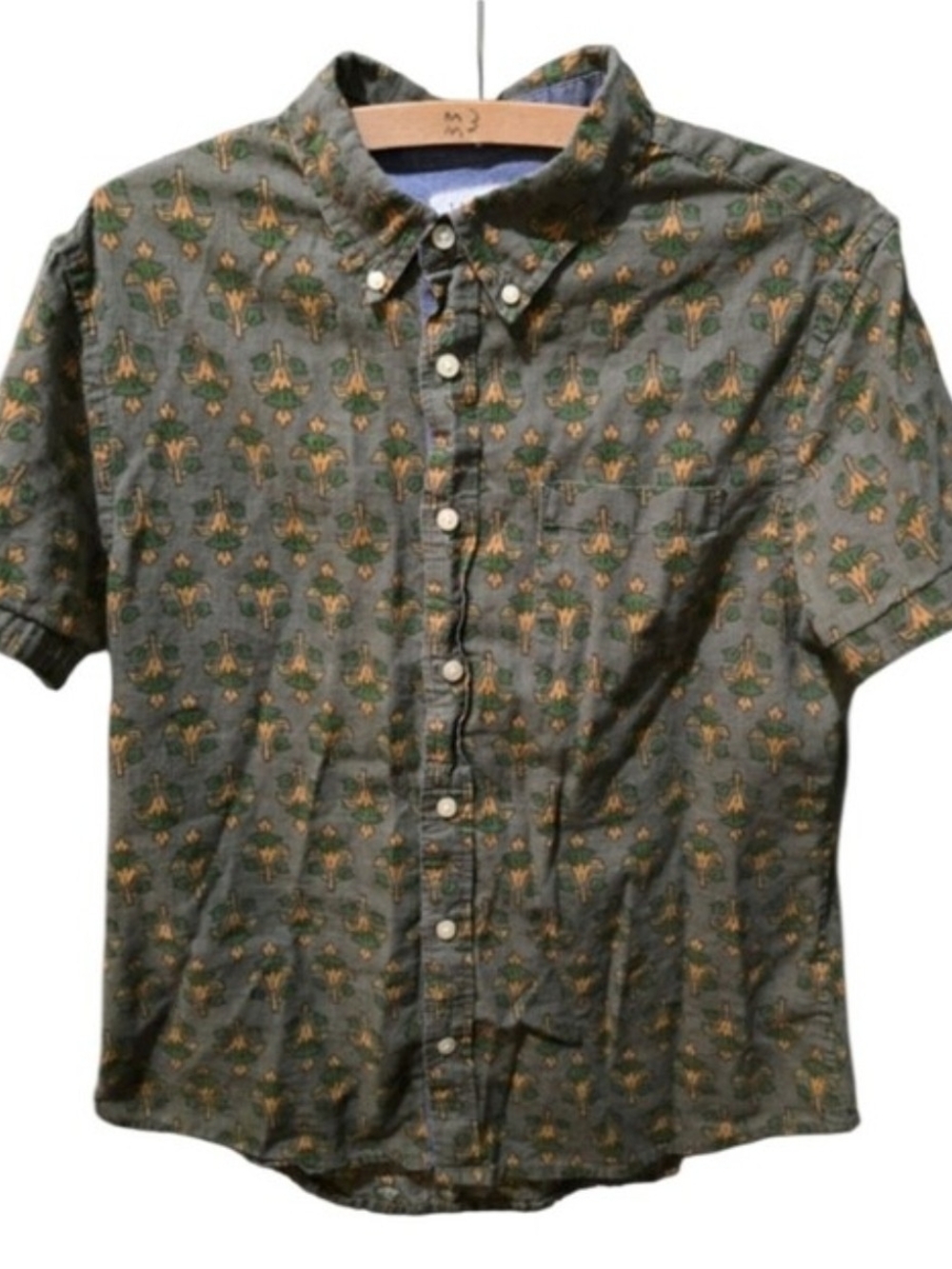Jachs New York Men’s M Floral Botanical Print Short Sleeve Button Down Shirt
